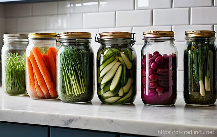 장류 제조사별 비교 - **Prompt:** A dynamic flat lay of several vibrantly colored fermented hot sauces in stylish, clear g...